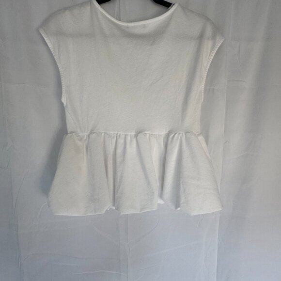 ZARA White Ballon blouse top Crop w/ Puff Sleeveless - 0311 - Picture 3 of 5